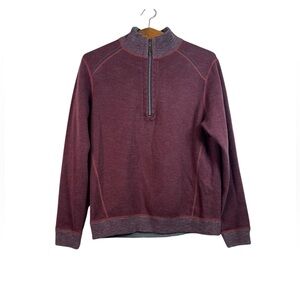 Tommy Bahama Mens Reversible Gray Red Long Sleeve Mock Neck Sweater Size S